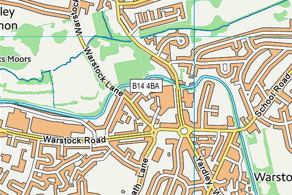 B14 4BA map - OS VectorMap District (Ordnance Survey)