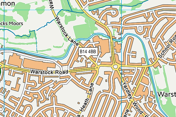 B14 4BB map - OS VectorMap District (Ordnance Survey)