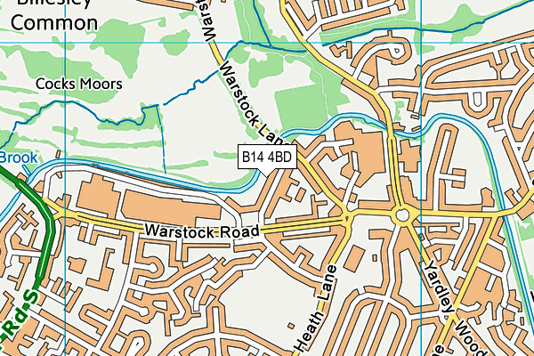 B14 4BD map - OS VectorMap District (Ordnance Survey)