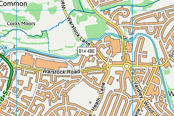 B14 4BE map - OS VectorMap District (Ordnance Survey)