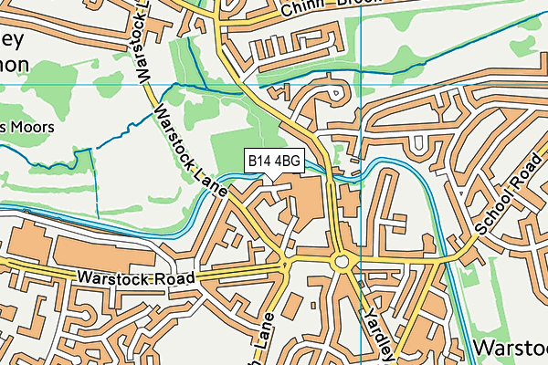 B14 4BG map - OS VectorMap District (Ordnance Survey)