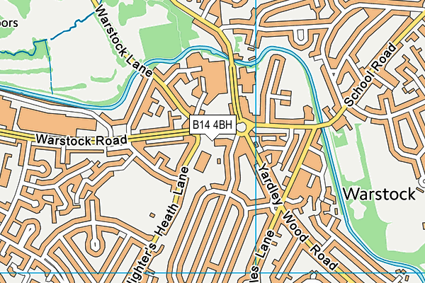 B14 4BH map - OS VectorMap District (Ordnance Survey)