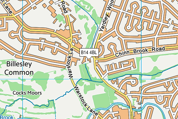 B14 4BL map - OS VectorMap District (Ordnance Survey)