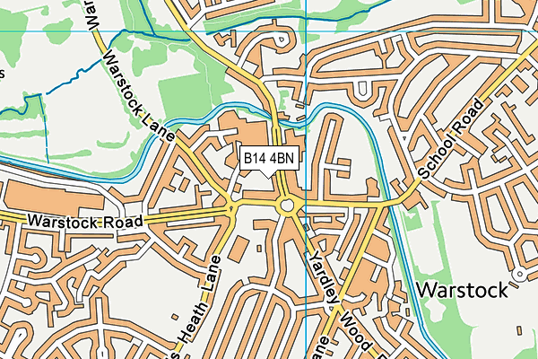 B14 4BN map - OS VectorMap District (Ordnance Survey)