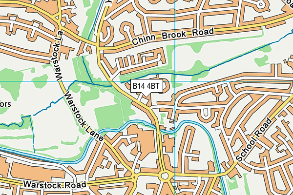 B14 4BT map - OS VectorMap District (Ordnance Survey)