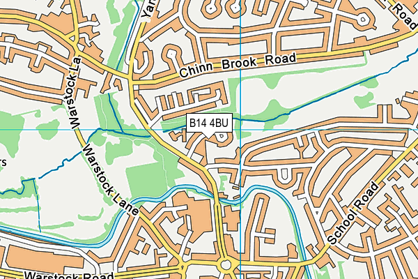 B14 4BU map - OS VectorMap District (Ordnance Survey)