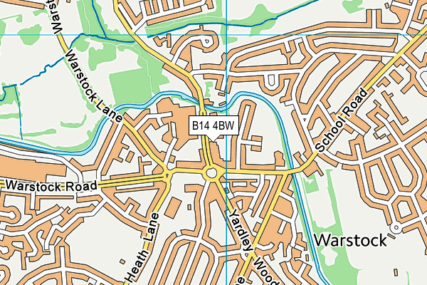 B14 4BW map - OS VectorMap District (Ordnance Survey)