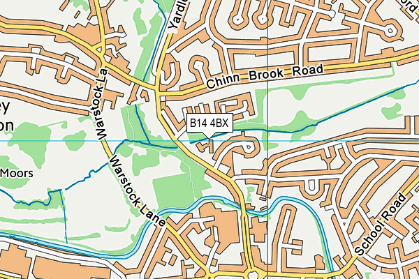 B14 4BX map - OS VectorMap District (Ordnance Survey)