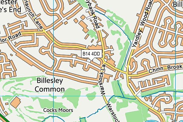 B14 4DD map - OS VectorMap District (Ordnance Survey)