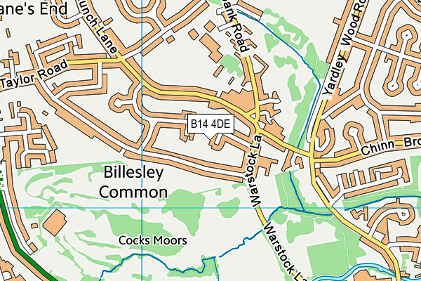 B14 4DE map - OS VectorMap District (Ordnance Survey)