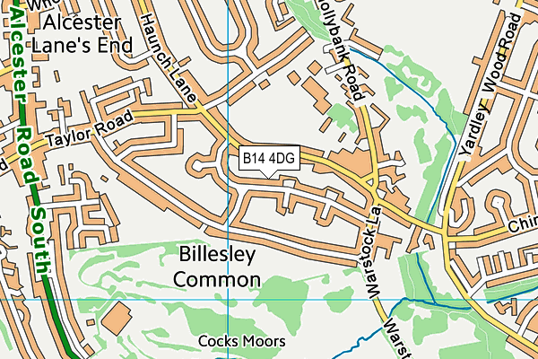 B14 4DG map - OS VectorMap District (Ordnance Survey)