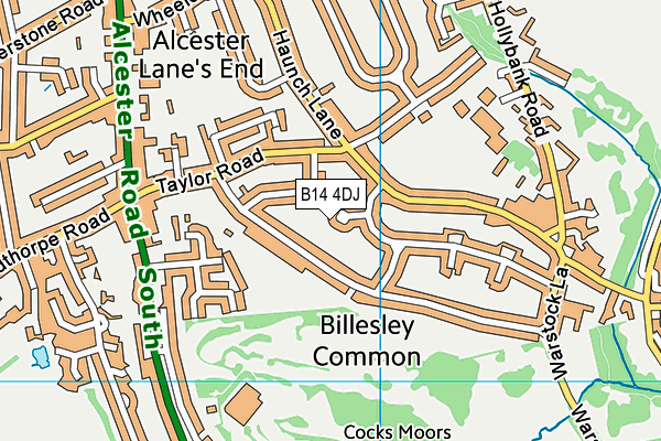 B14 4DJ map - OS VectorMap District (Ordnance Survey)