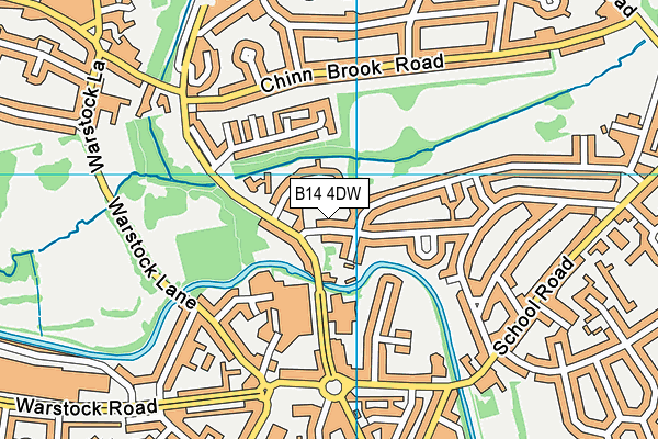 B14 4DW map - OS VectorMap District (Ordnance Survey)