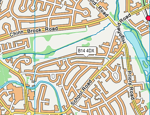 B14 4DX map - OS VectorMap District (Ordnance Survey)