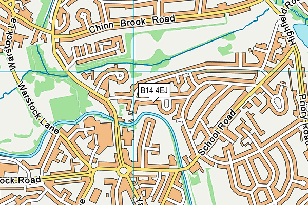 B14 4EJ map - OS VectorMap District (Ordnance Survey)