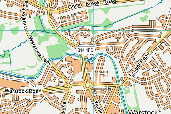 B14 4FD map - OS VectorMap District (Ordnance Survey)