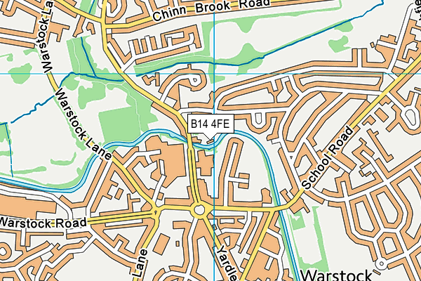 B14 4FE map - OS VectorMap District (Ordnance Survey)