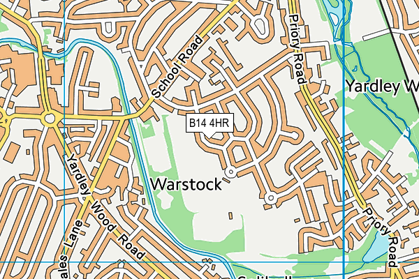 Yardley Wood Playing Field (Closed) map (B14 4HR) - OS VectorMap District (Ordnance Survey)
