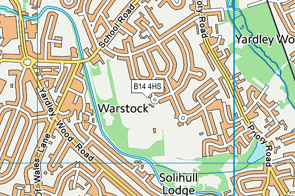 B14 4HS map - OS VectorMap District (Ordnance Survey)