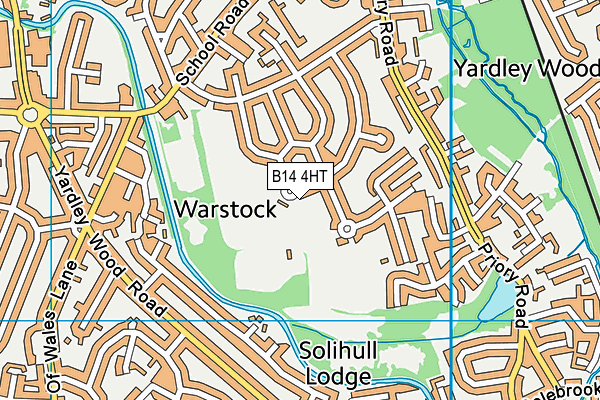 B14 4HT map - OS VectorMap District (Ordnance Survey)