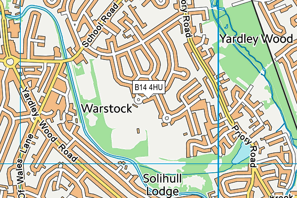B14 4HU map - OS VectorMap District (Ordnance Survey)