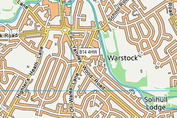 B14 4HW map - OS VectorMap District (Ordnance Survey)