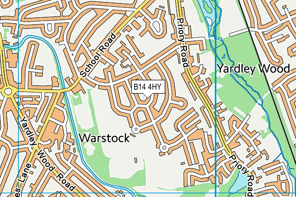 B14 4HY map - OS VectorMap District (Ordnance Survey)