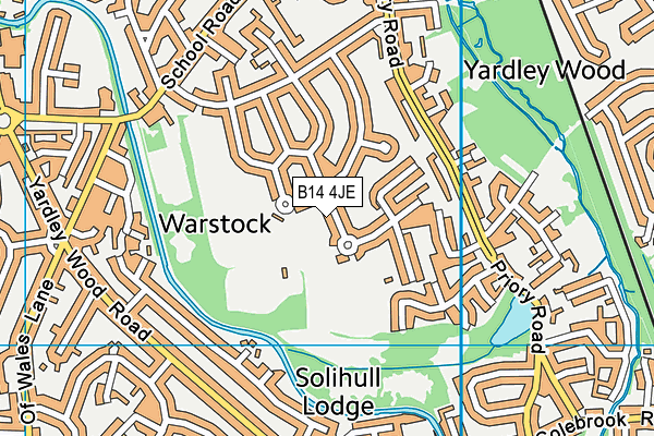 B14 4JE map - OS VectorMap District (Ordnance Survey)