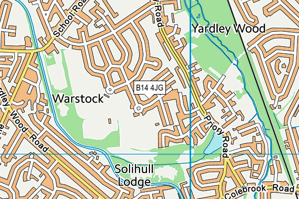 B14 4JG map - OS VectorMap District (Ordnance Survey)