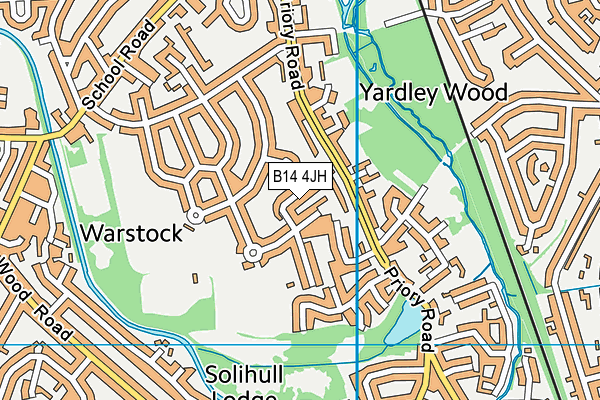 B14 4JH map - OS VectorMap District (Ordnance Survey)