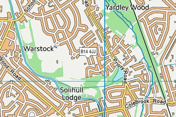 B14 4JJ map - OS VectorMap District (Ordnance Survey)