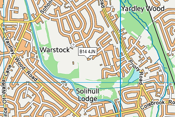 B14 4JN map - OS VectorMap District (Ordnance Survey)