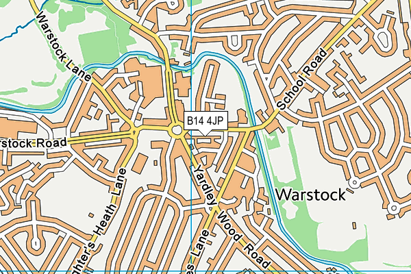 B14 4JP map - OS VectorMap District (Ordnance Survey)