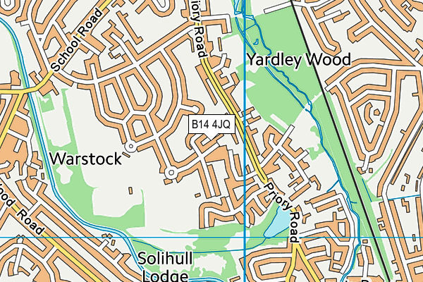 B14 4JQ map - OS VectorMap District (Ordnance Survey)