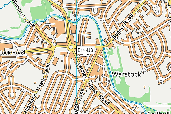 B14 4JS map - OS VectorMap District (Ordnance Survey)