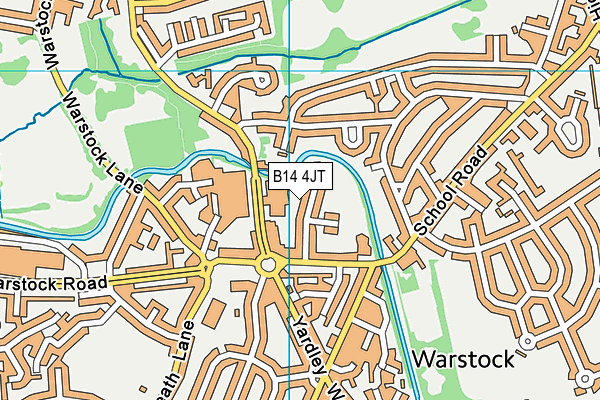 B14 4JT map - OS VectorMap District (Ordnance Survey)