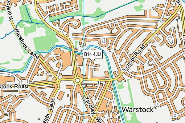 B14 4JU map - OS VectorMap District (Ordnance Survey)