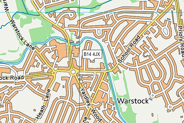 B14 4JX map - OS VectorMap District (Ordnance Survey)