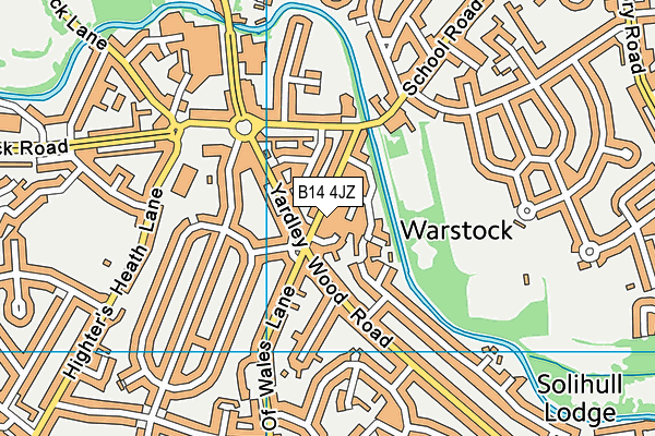 B14 4JZ map - OS VectorMap District (Ordnance Survey)