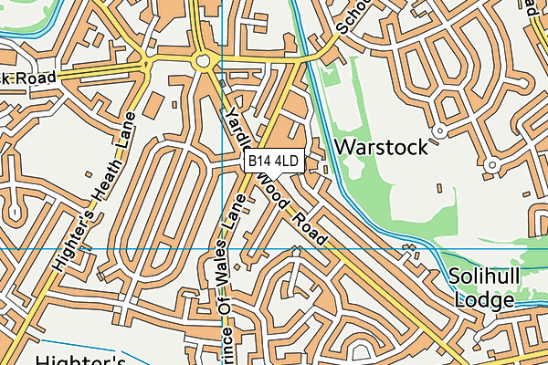 B14 4LD map - OS VectorMap District (Ordnance Survey)