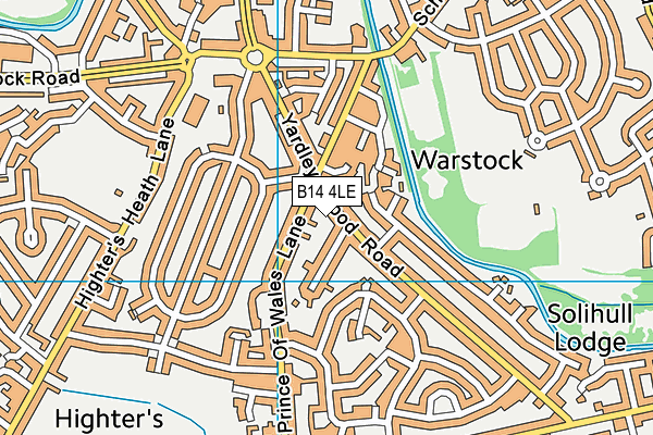B14 4LE map - OS VectorMap District (Ordnance Survey)