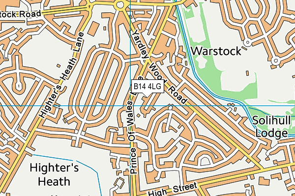 B14 4LG map - OS VectorMap District (Ordnance Survey)
