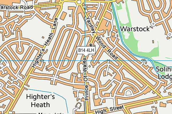 B14 4LH map - OS VectorMap District (Ordnance Survey)