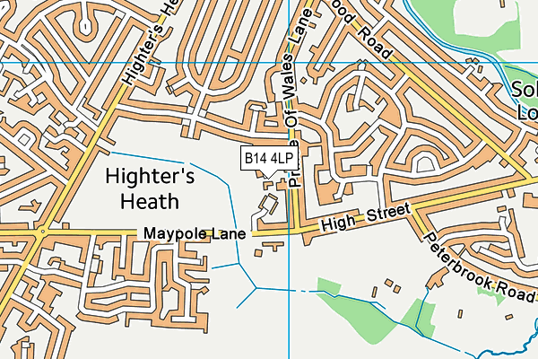 B14 4LP map - OS VectorMap District (Ordnance Survey)