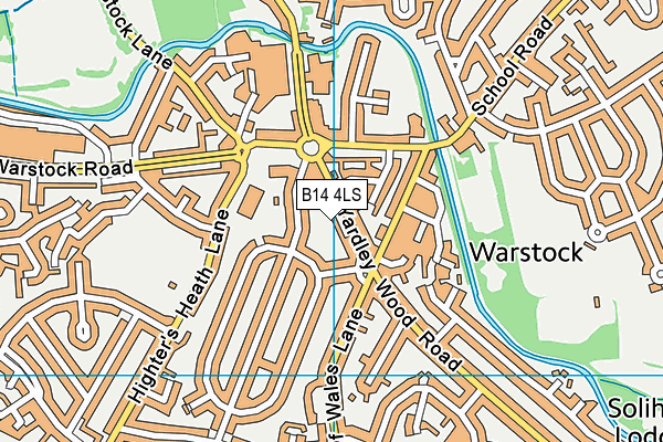 B14 4LS map - OS VectorMap District (Ordnance Survey)