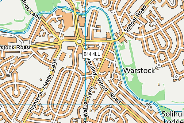 B14 4LU map - OS VectorMap District (Ordnance Survey)