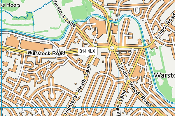 B14 4LX map - OS VectorMap District (Ordnance Survey)