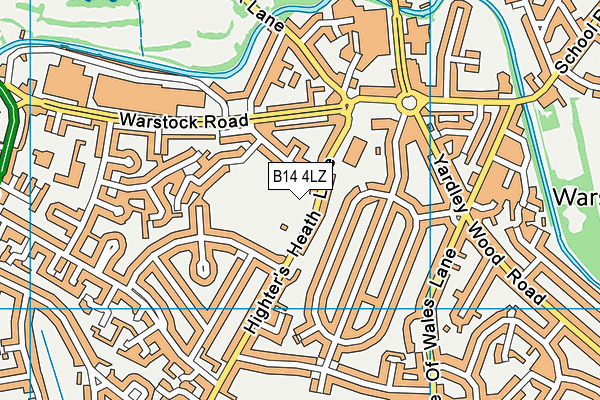 B14 4LZ map - OS VectorMap District (Ordnance Survey)