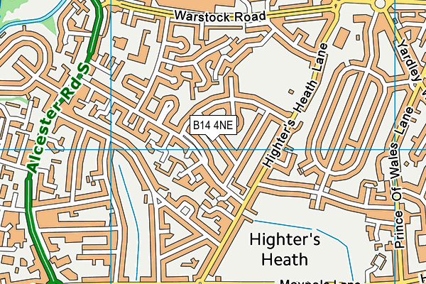 B14 4NE map - OS VectorMap District (Ordnance Survey)