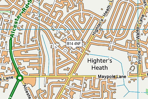 B14 4NF map - OS VectorMap District (Ordnance Survey)